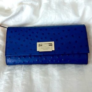 Blue Ostrich leather embossed Kate Spade wallet
